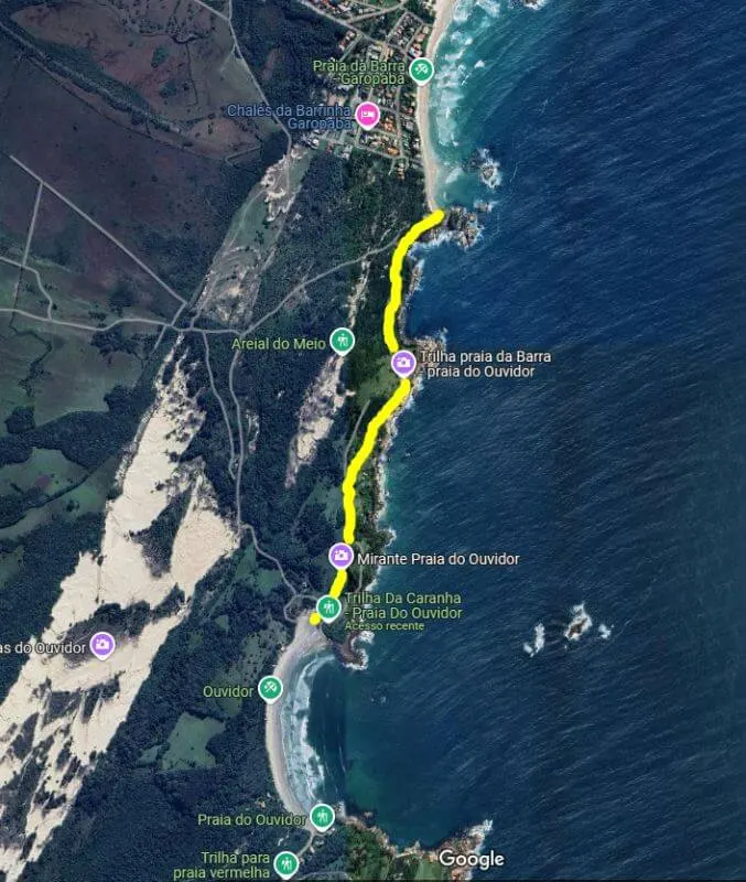 Mapa trilha da caranha ouvidor